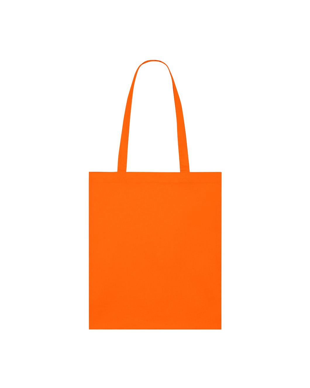 Orange Pink GOTS-certified organic cotton tote bag with reinforced double-fold top and self-fabric shoulder straps.