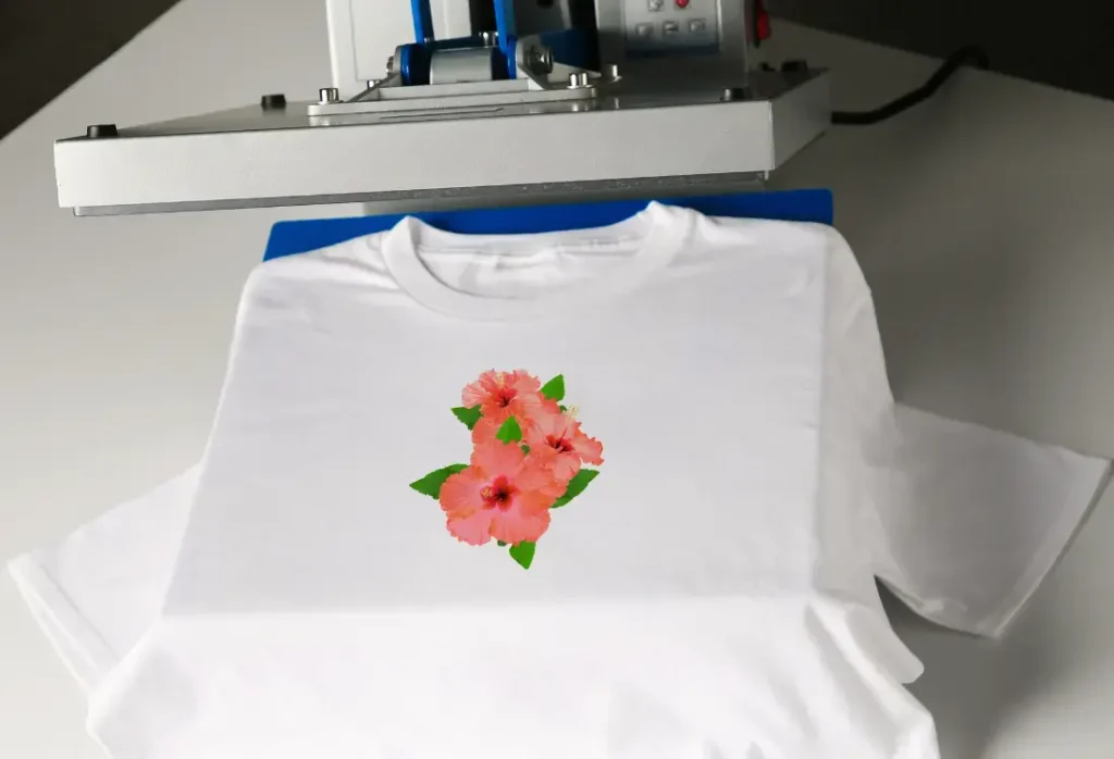 Close-up of streetwear t shirt printing with detailed graphic design on heavyweight cotton fabric, showcasing modern streetwear trends, minimal branding, and premium garment printing techniques used for corporate merch and fashion t shirts.